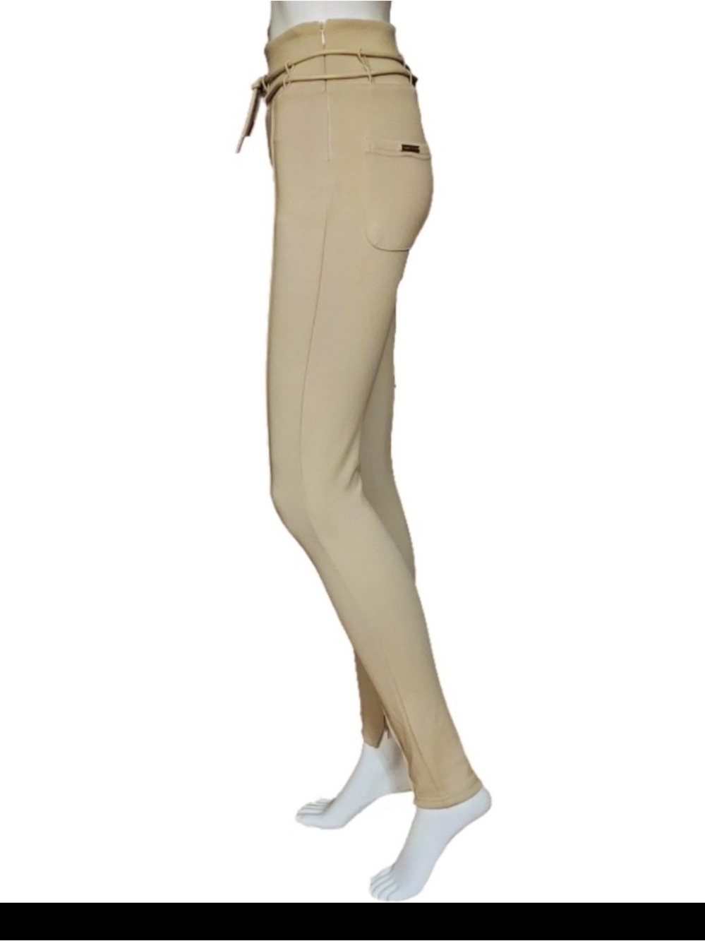 Manière De Voir Beige Neoprene Pintuck Leggings XS High Waist - Picture 5 of 16